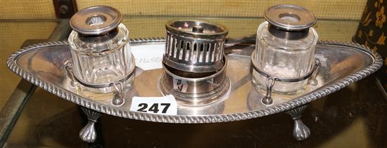 Silver plated inkstand